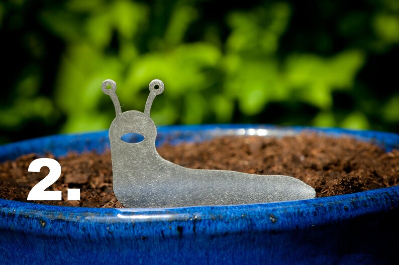 Stainless Steel Slug Family, House Plant Pot Ornaments, Flower Pot Decor, Window Box Ornament, Houseplant Gift, New House Gift, Garden Gifts Slug 2.