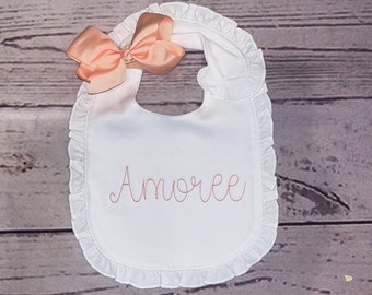 Baby Ruffle Bib, Monogrammed Baby Bib, Personalized Baby Gift, Monogrammed Baby Girl Gift, Baby Shower Gift, Personalized Baby Gift