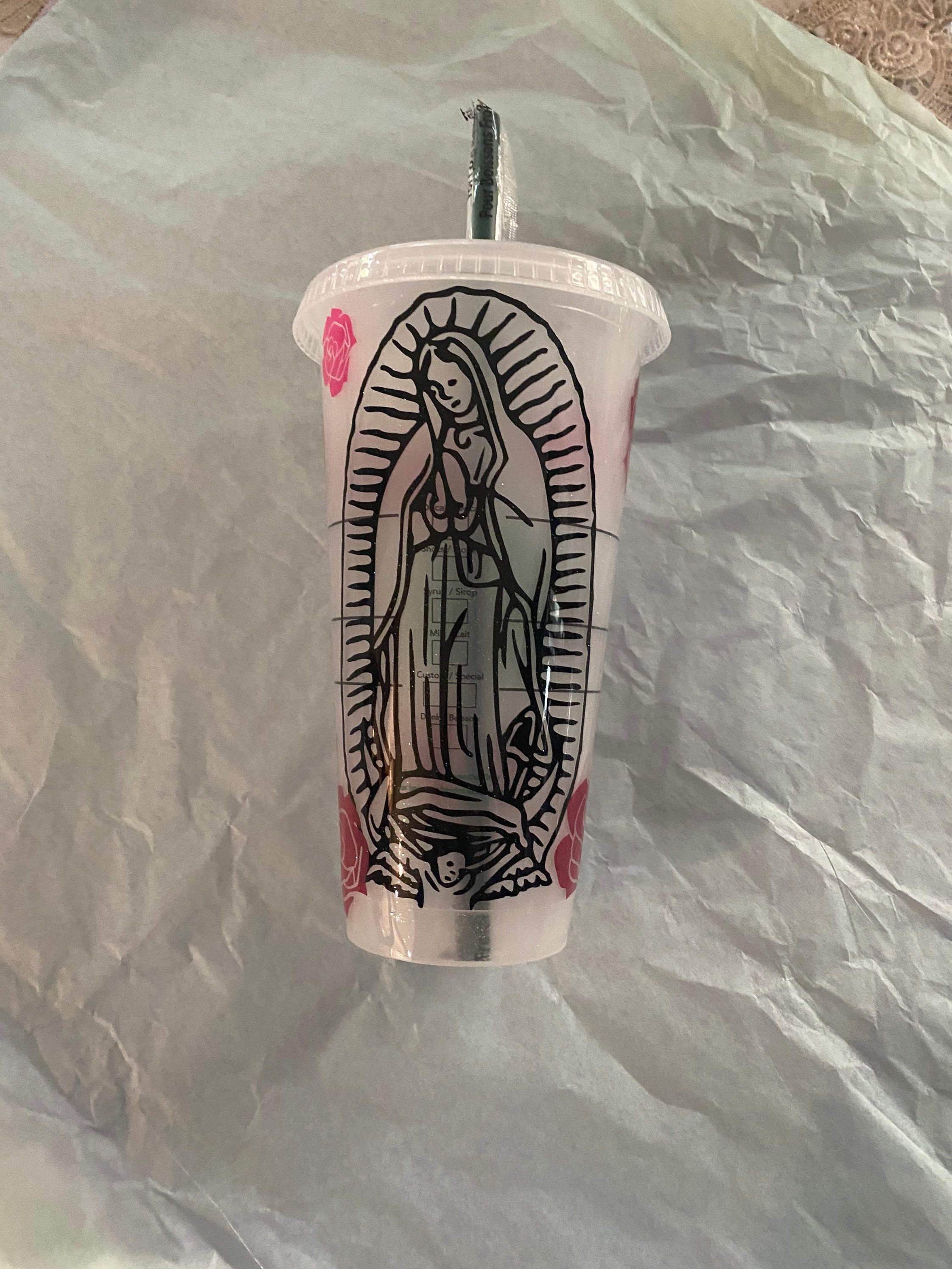 Nuestra Señora de Guadalupe 16oz Frosted Holographic Glass Tumbler Cup, Día  de la Virgen de Guadalupe 12 de Diciembre, Virgin Mary Cup