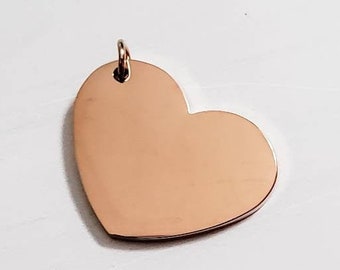 Rose Gold Plated Heart Charm: Stainless Steel Stamping Pendant (26x20mm)