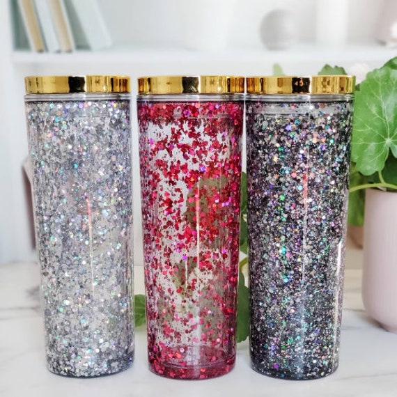 Blank Snowglobe Acrylic Drink Tumbler With Gold Screw Top Lid and Reusable  Straw Glitter Tumbler for Vinyl Crafts Wholesale Cup Supply 