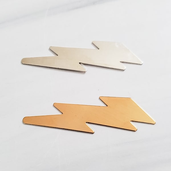 Lightning Bolt Stamping Blank - Brass Lightening Jewelry Making Blank - Sterling Silver Supply Blank - Engraving Blank - Hand Stamped Supply