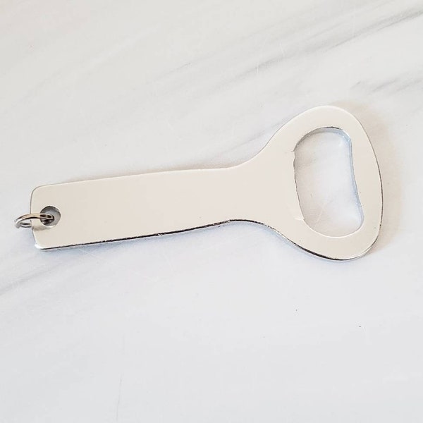 Bottle Opener Stamping Blank - Aluminum Stamping Supply - Silver Keychain Bulk Wholesale - Jewelry Making - Craft Supply for Engraving