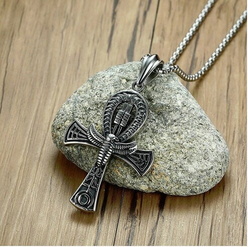 Mens Ancient Egyptian Ankh Cross Pendant Necklace Stainless - Etsy