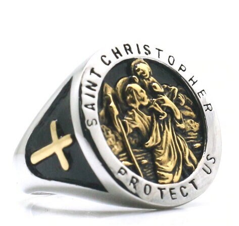 Mens gold st store christopher ring