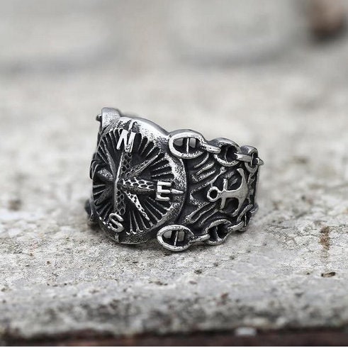 Vintage Northern Pirate Compass Stainless Steel Marine Ring - Etsy