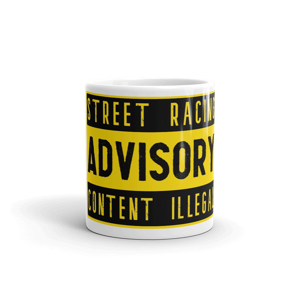 Mug | Street Racing Advisory Content Illégal Jaune et Noir | Fr