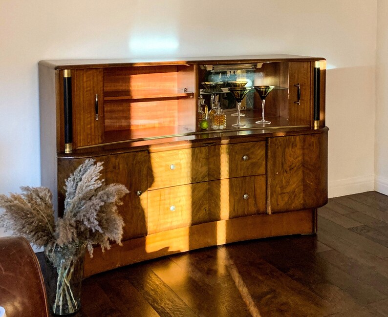 Art Deco Drinks Vintage Walnut Drinks Etsy