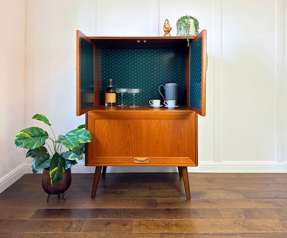 Vintage Mid-century Modern G Plan Fresco Teak Cabinet, Geometric