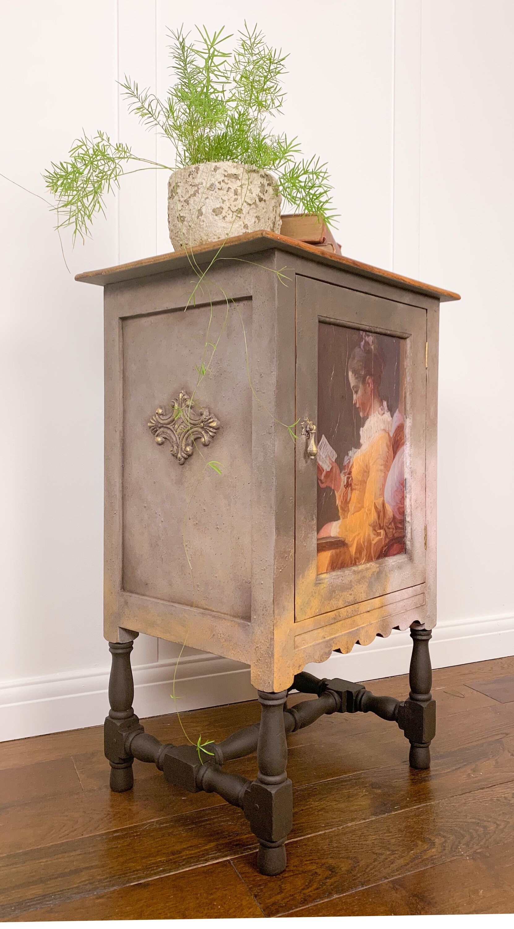 Bohemian Shabby Chic Bedside table. Small cupboard with Etsy