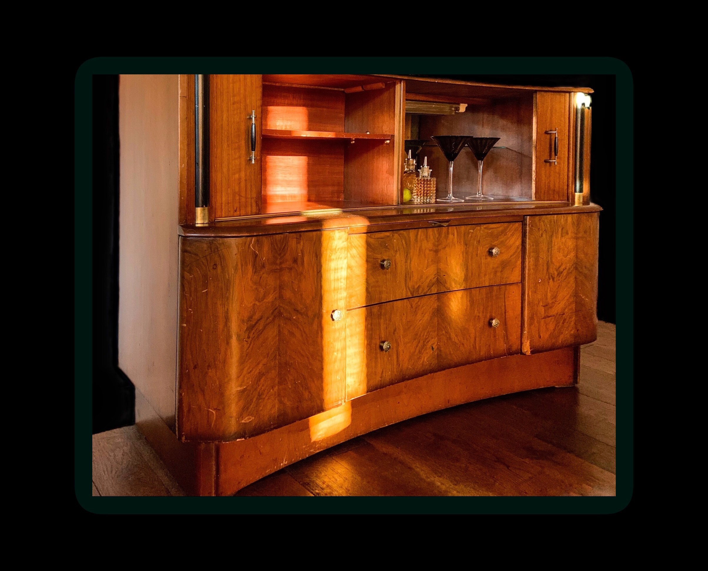 Art Deco Drinks Vintage Walnut Drinks Etsy