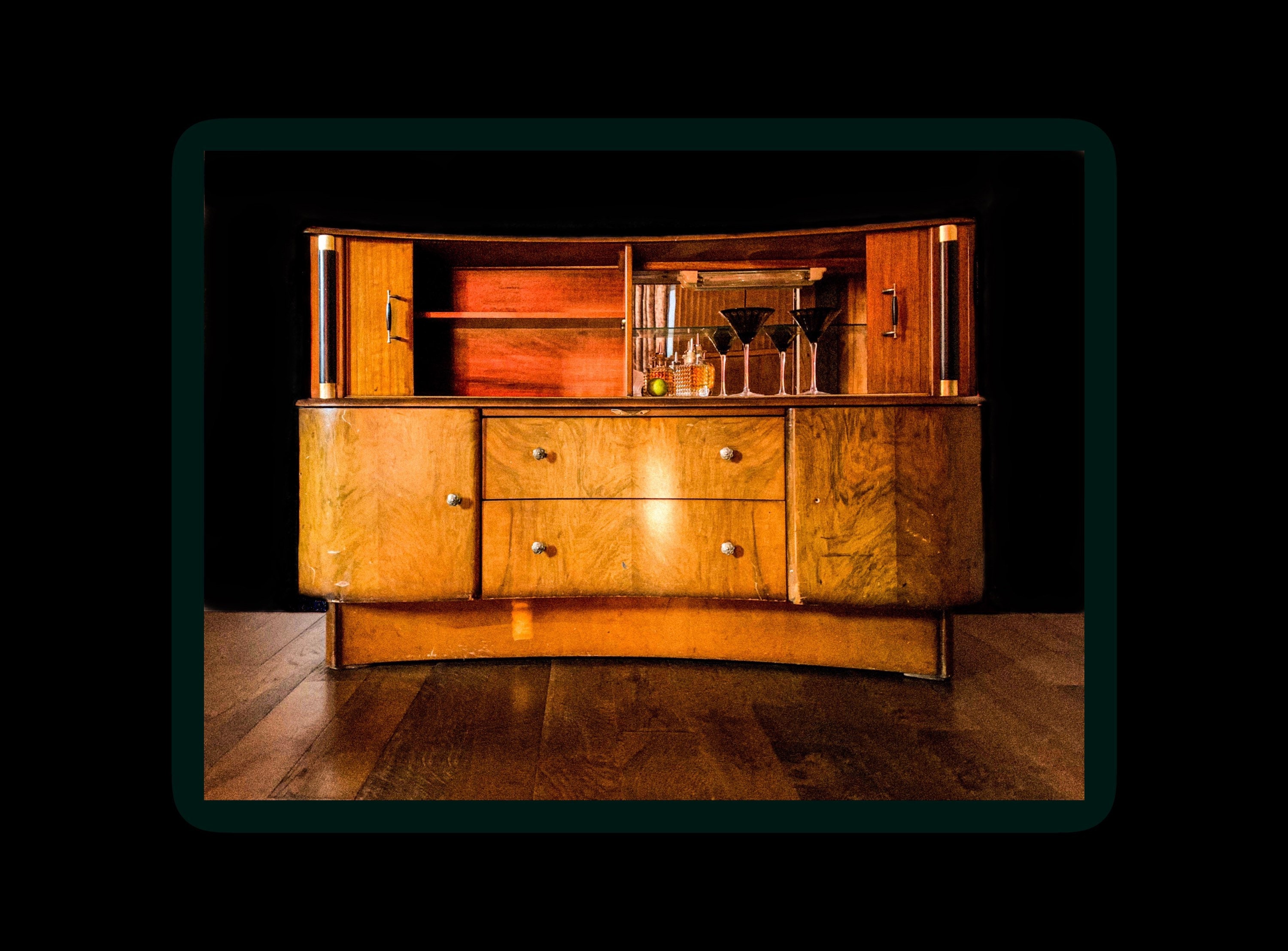 Art Deco Drinks Vintage Walnut Drinks Etsy