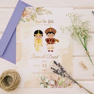Sri Lanka singhalesisch traditionelle Udarata Paar Hochzeitseinladung | Save the Date