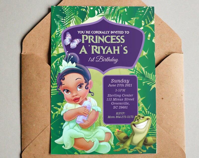 Baby Tiana Invitation Princess and the Frog Invitation