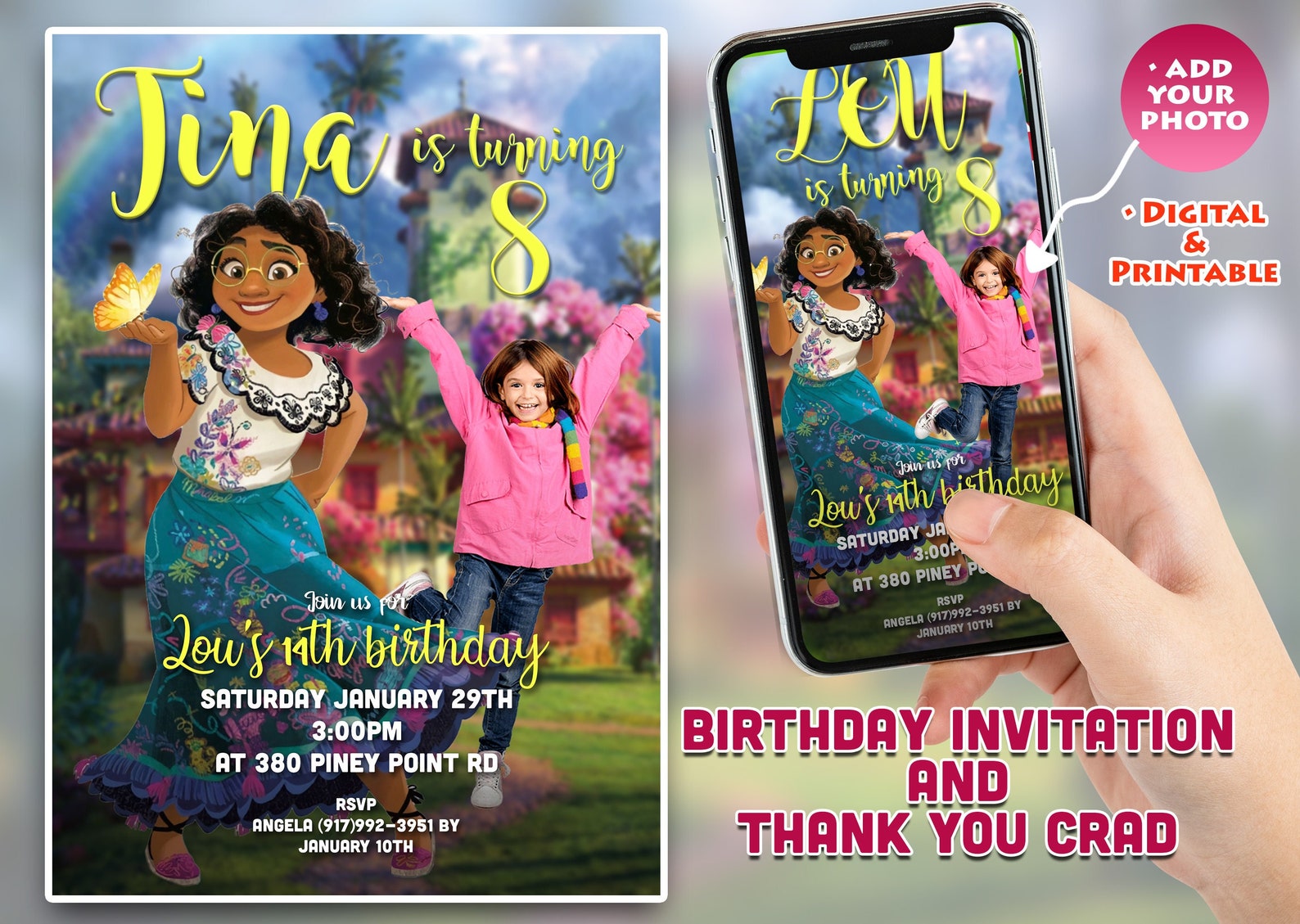 Encanto Birthday Party Invitation and Thank You Card Etsy