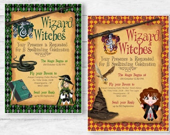 Wizard and Witches Magic Birthday Invitation