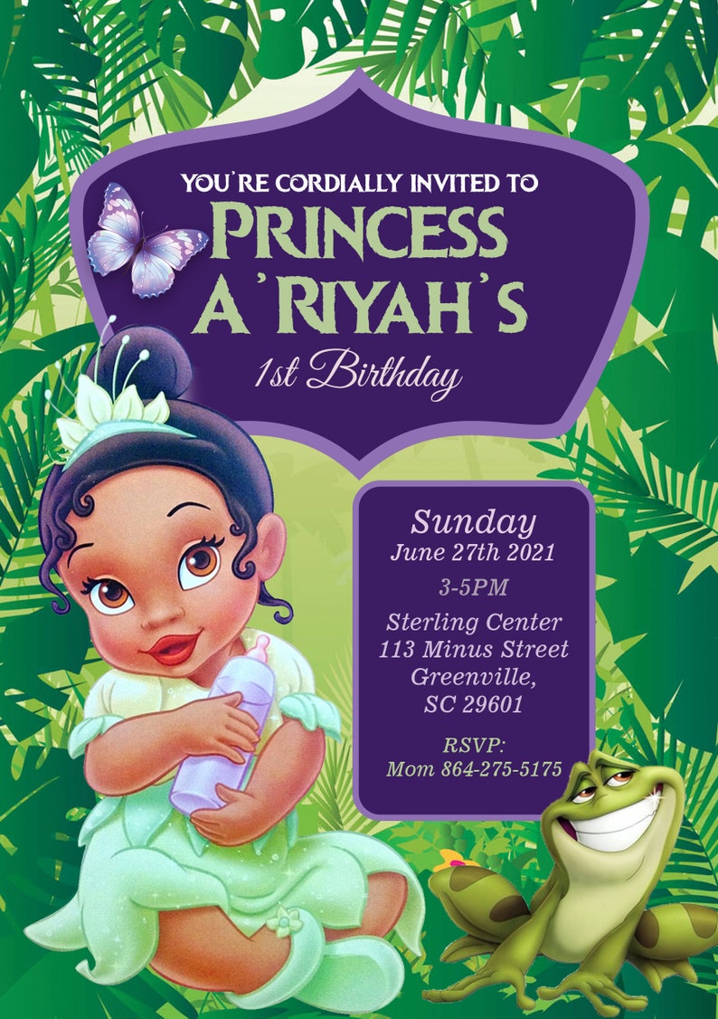 Baby Tiana Invitation Princess and the Frog Invitation | Etsy