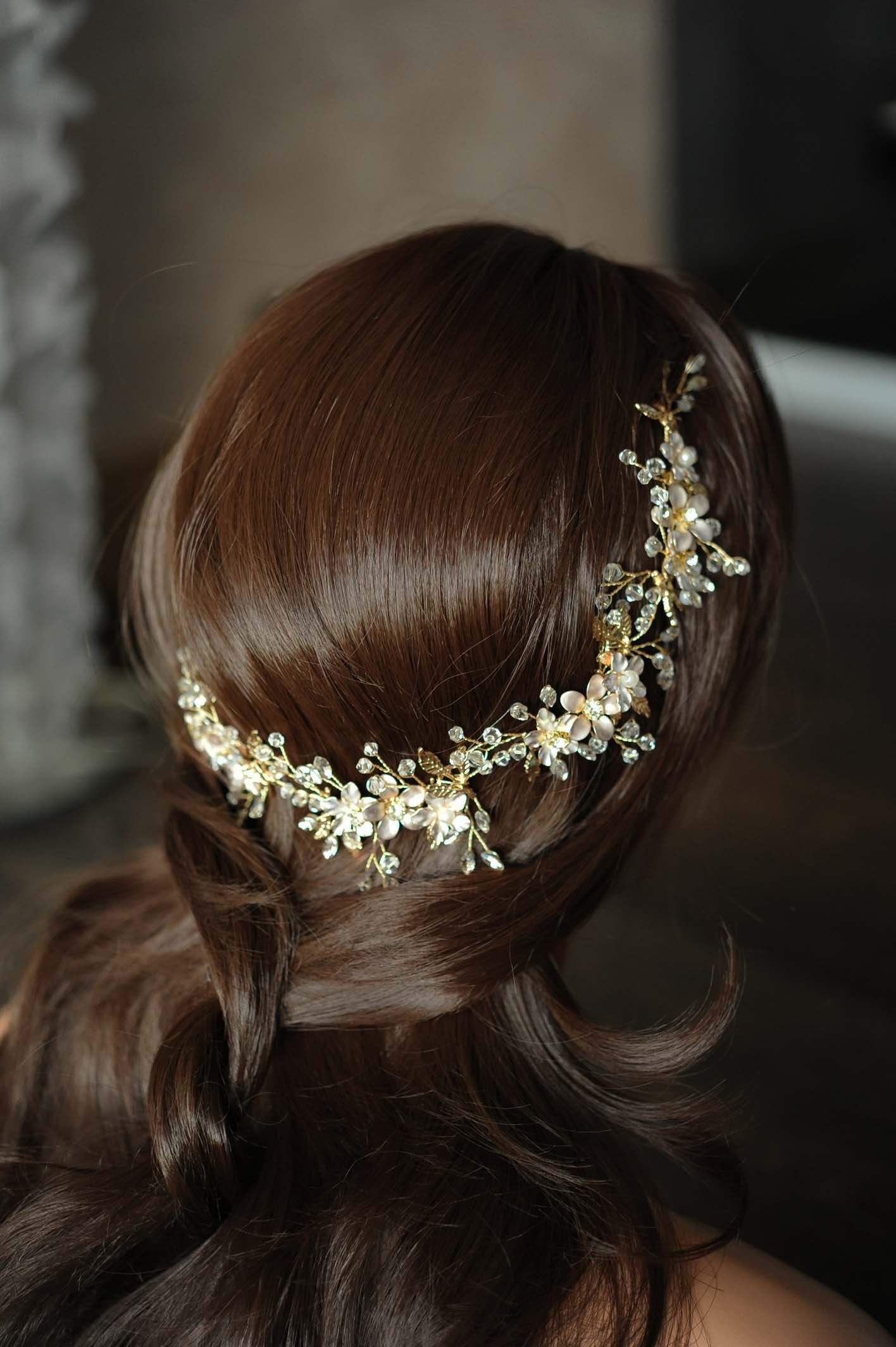 Bridal Hair Piece with Flowers and Leaves Wedding Floral Etsy