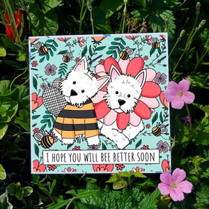 Westie Get Well Soon Card | West Highland White Terrier Get Well Soon Gift | Handmade Greetings Card | Dog Illustration | Card for Dog Lover