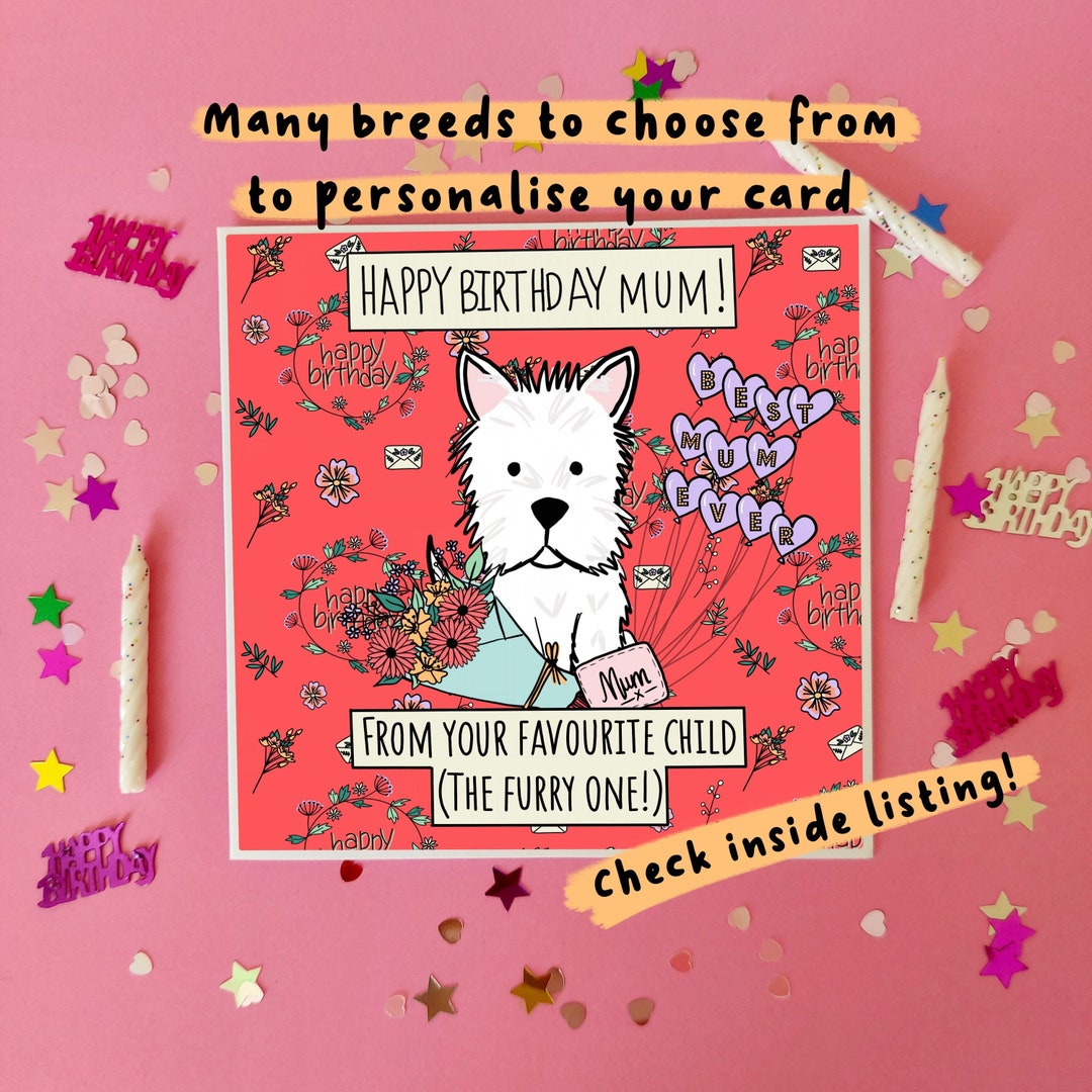Funny Dog Greetings Card, Dog Mum Birthday Card Handmade Dog Lovers ...