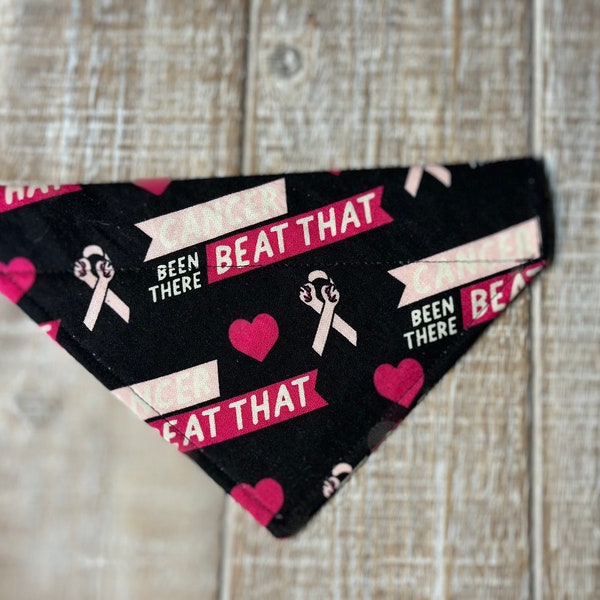 Cancer Been There Beat That!patterned Over The Collar Dog Scarf Bandana