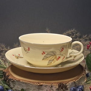 Bohemian porcelain Victoria Czechoslovakia,  vintage china cup and saucer ivory