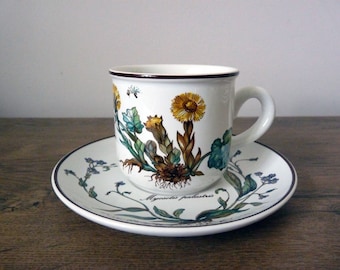 Tasse et soucoupe Botanica, porcelaine vintage allemande, Villeroy & Boch