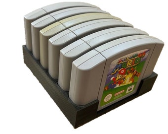 Black Nintendo 64 Game Cartridge Holder: Retro N64 Storage Rack. Christmas Gift Idea!