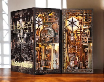 Kit para crear un rincón de lectura DIY al estilo del Almacén del Tío Peter con luz: inserto de estantería premium, rompecabezas de madera 3D, diorama de almacenamiento vintage, decoración, regalo.