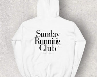 Vintage-Inspired Cotton Hoodie | Sunday Running Club Black Print for Sporty Elegance