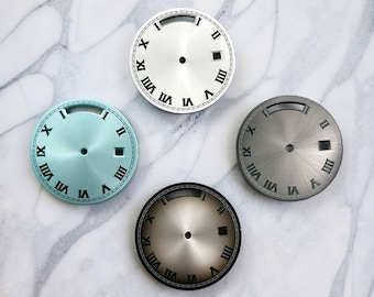 Roman Numbers Faded Sunburst Day & Date Watch Dial 30.9mm Modification Kit Compatible Miyota 8285 Automatic Movement Watch Mod Accessories
