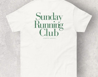 T-shirt vert d'inspiration vintage Sunday Running Club - Style rétro pour les journées actives