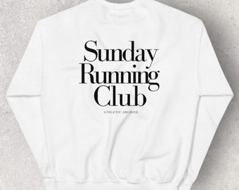 Sunday Running Club Vintage Sport Crewneck - Black Print Sporty Elegance in Cotton