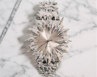 手作りの溶接ゴシックラグジュアリーウォッチ ステンレススチール製 – クローデザイン Y2K パンク腕時計、ピーチダイヤル、ゴシックタイムピース