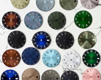 NH35 Watch Dial 28.5 mm Arabic Dial with Date Window Modification Kit Compatible with NH35/NH36 Movement Dive Watch Modding Accessories