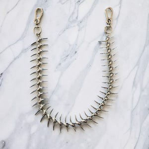 Spiked Fishbone Wallet Biker Chain - Stainless Steel Gothic Punk Biker Pants Chain 67/74 cm