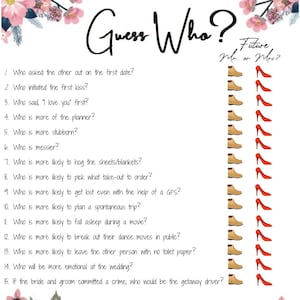 Printable Guess Who Bridal Shower Game