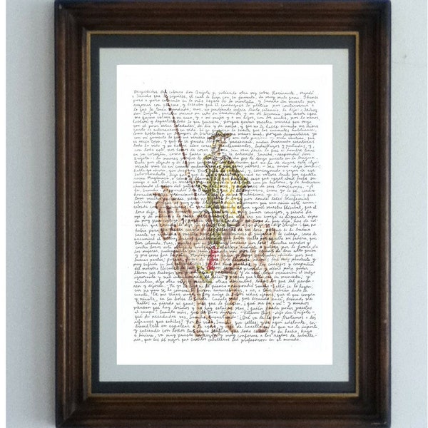 Don Quixote (Don Quijote, Don Quixote) y Rosinante, portrait of the main character of the novel The Ingenious Noble Don Quixote of La Mancha