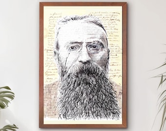 Auguste Rodin, Porträt des französischen Bildhauers mit einem handgeschriebenen Brief an Camille Claudel