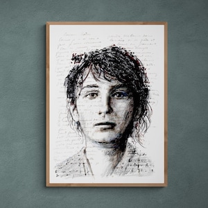 Camille Claudel, retrato del escultor francés con una carta manuscrita a Auguste Rodin