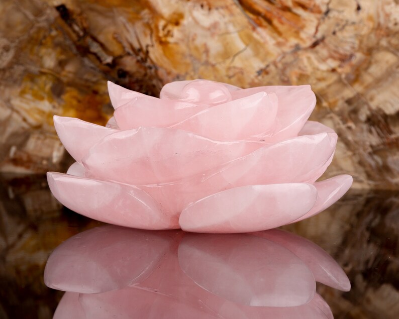 Rose Quartz Carving Flower rose Quartz Rose Flower Carving Etsy