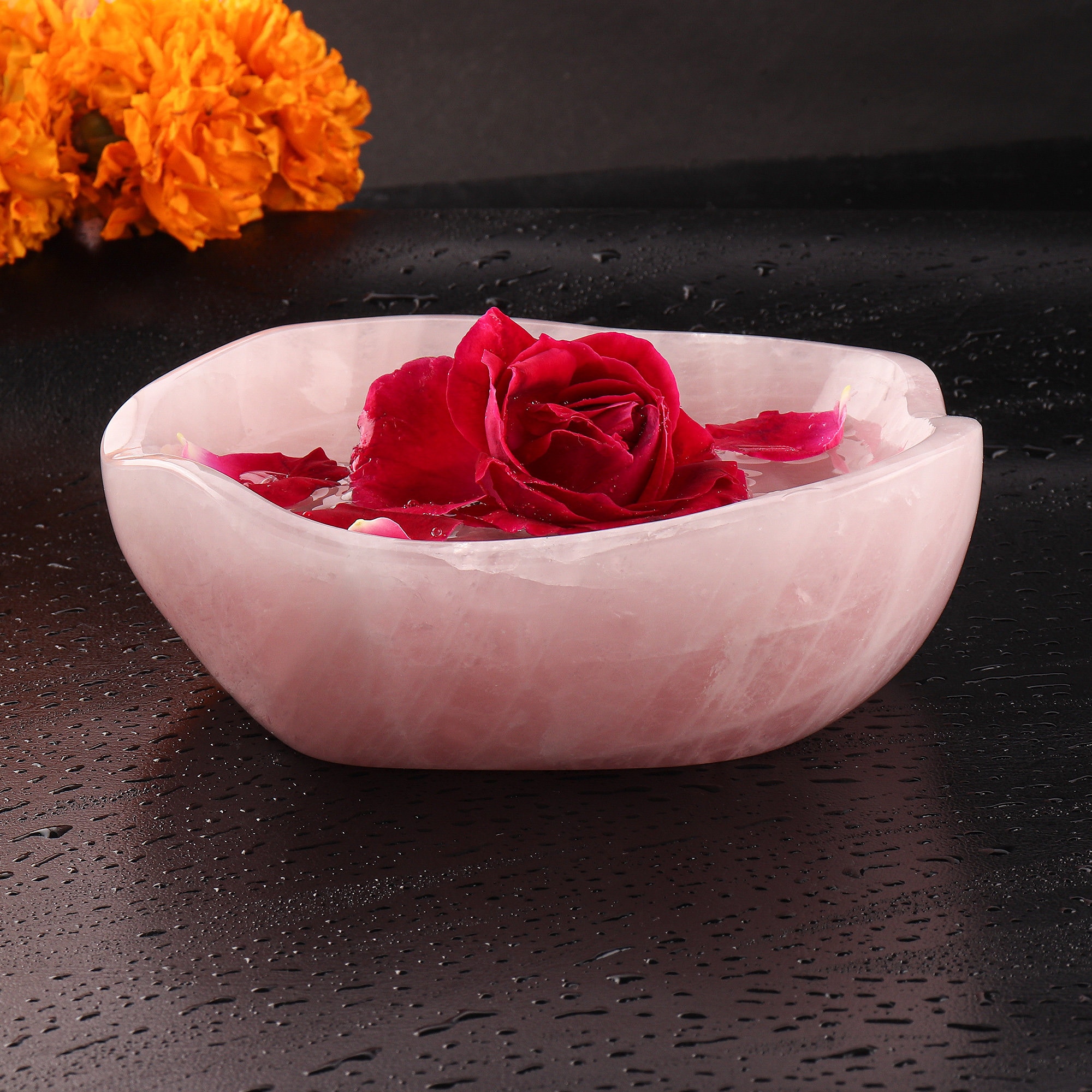 Rose Quartz Crystal Bowl Handmade Freeform Bowl Home Decor Etsy