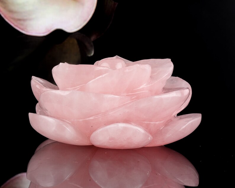 Rose Quartz Rose Flower rose Quartz Carving Flower Pink Etsy