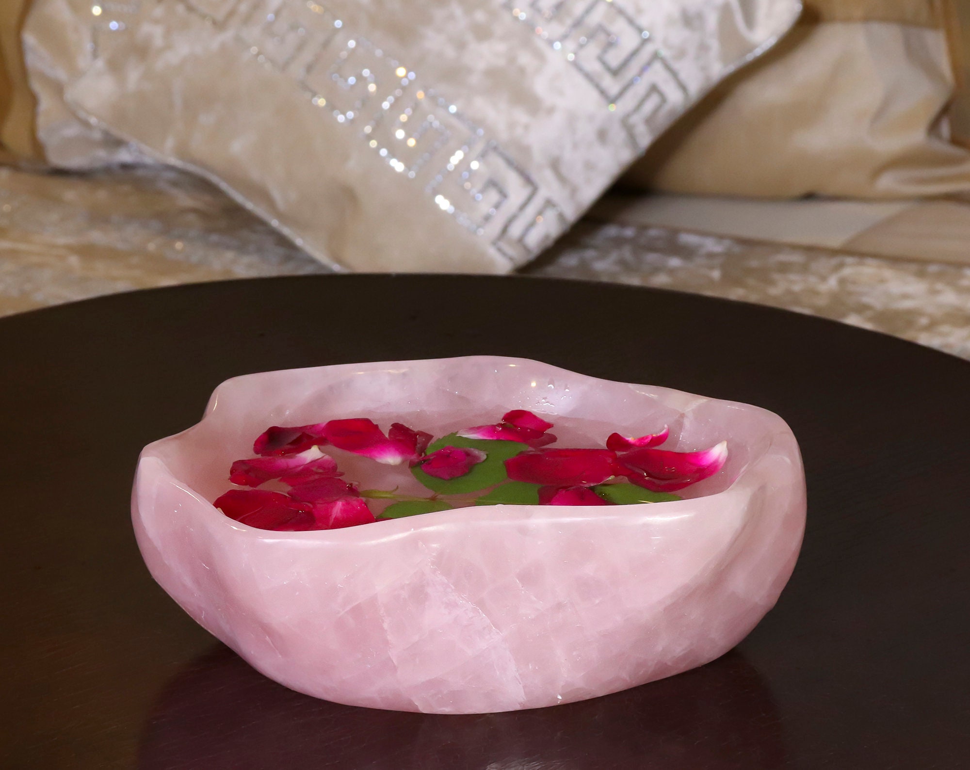 Natural Rose Quartz Free Form Bowl for Crystal Decor Etsy