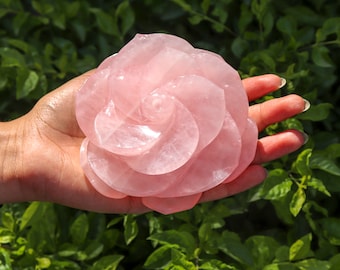 Rose Quartz Rose Flower rose Quartz Carving Flower Pink Rose