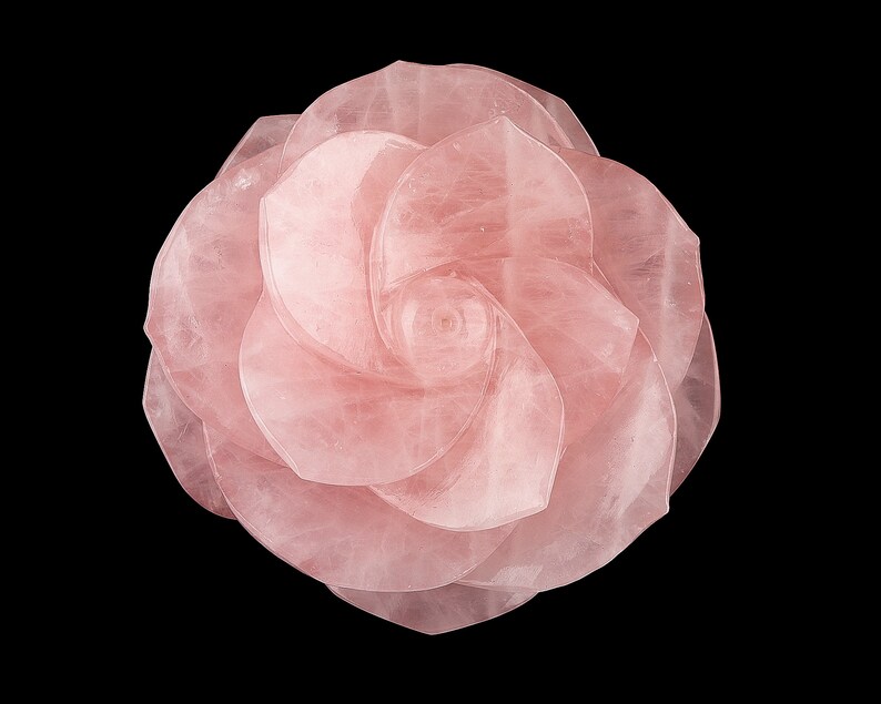 Rose Quartz Rose Flower rose Quartz Carving Flower Pink Etsy
