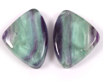 Natural Multi Fluorite Cabochon Pair: Jewelry Making (26x19x5mm, 51 Cts)