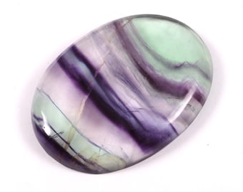 Cabujón ovalado de fluorita múltiple: piedra preciosa natural (38 x 28 x 6 mm - 69 quilates)