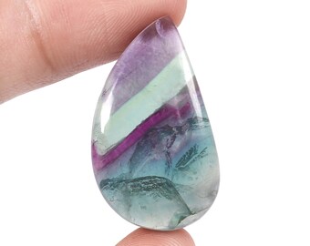 Cabujón de fluorita natural, gema de fantasía, para joyería (31x19x6 mm - 35 quilates)