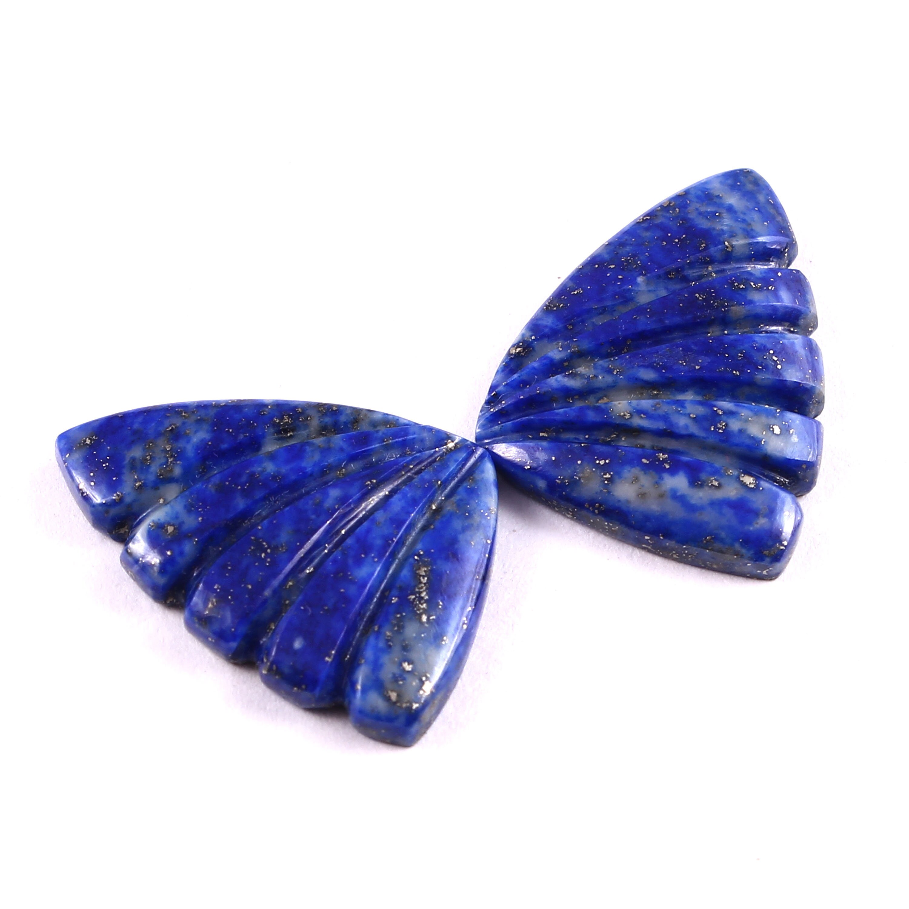 彫刻されたラピスラズリの蝶の宝石（24.8x18x3.8 MM、26カラット